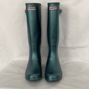 Hunter Original Boots Tall Emerald Green Metallic
